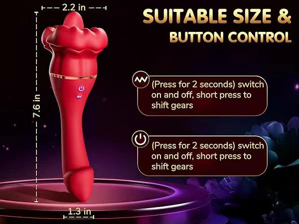 Double-head Tongue Licking Rose G-spot voice Vibrator