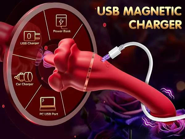 Double-head Tongue Licking Rose G-spot voice Vibrator